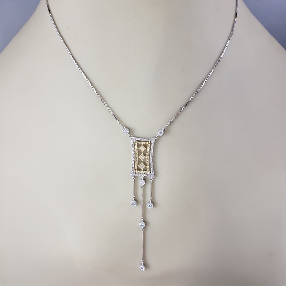 18K White and Yellow Gold and Diamond Art Deco Style Pendant Necklace #20647 - Picture 7 of 8